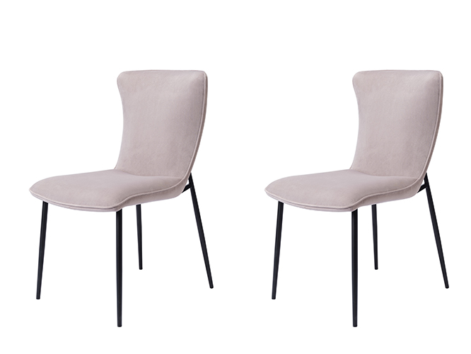 Pair of Ella Dining Chairs – Grey Velvet