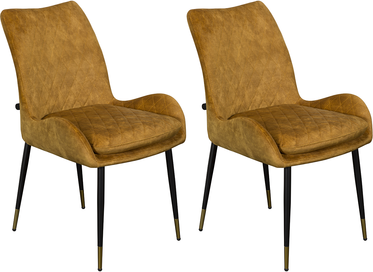 Pair of Baker Sarah Dining Chairs - Mustard