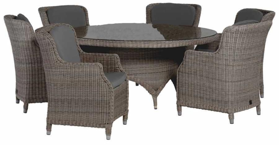 4 Seasons Outdoor Brighton 150cm Round 6 Seat Dining Set in Pure Weave | Shackletons