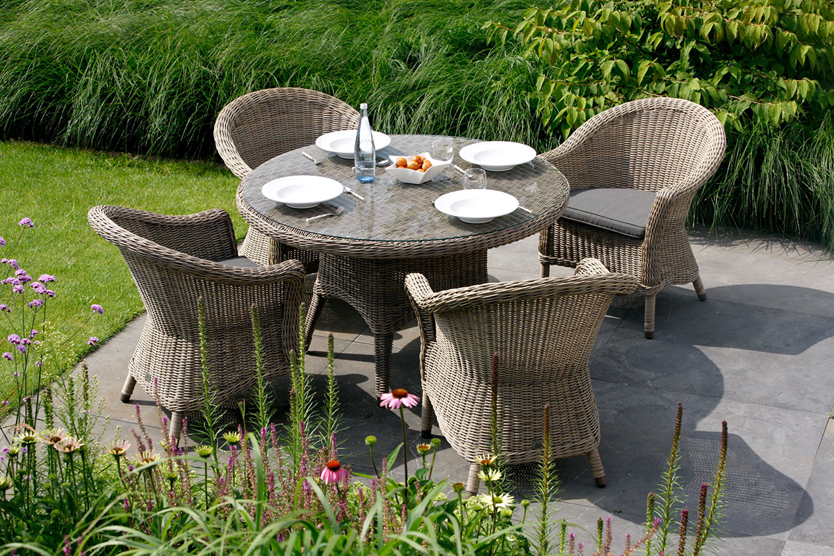 4 Seasons Outdoor Chester 4 Seater 130cm Armchair Set in Pure Weave
