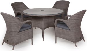 4 Seasons Outdoor Sussex 120cm 4 Seat Dining Set in Polyloom Pebble | Shackletons