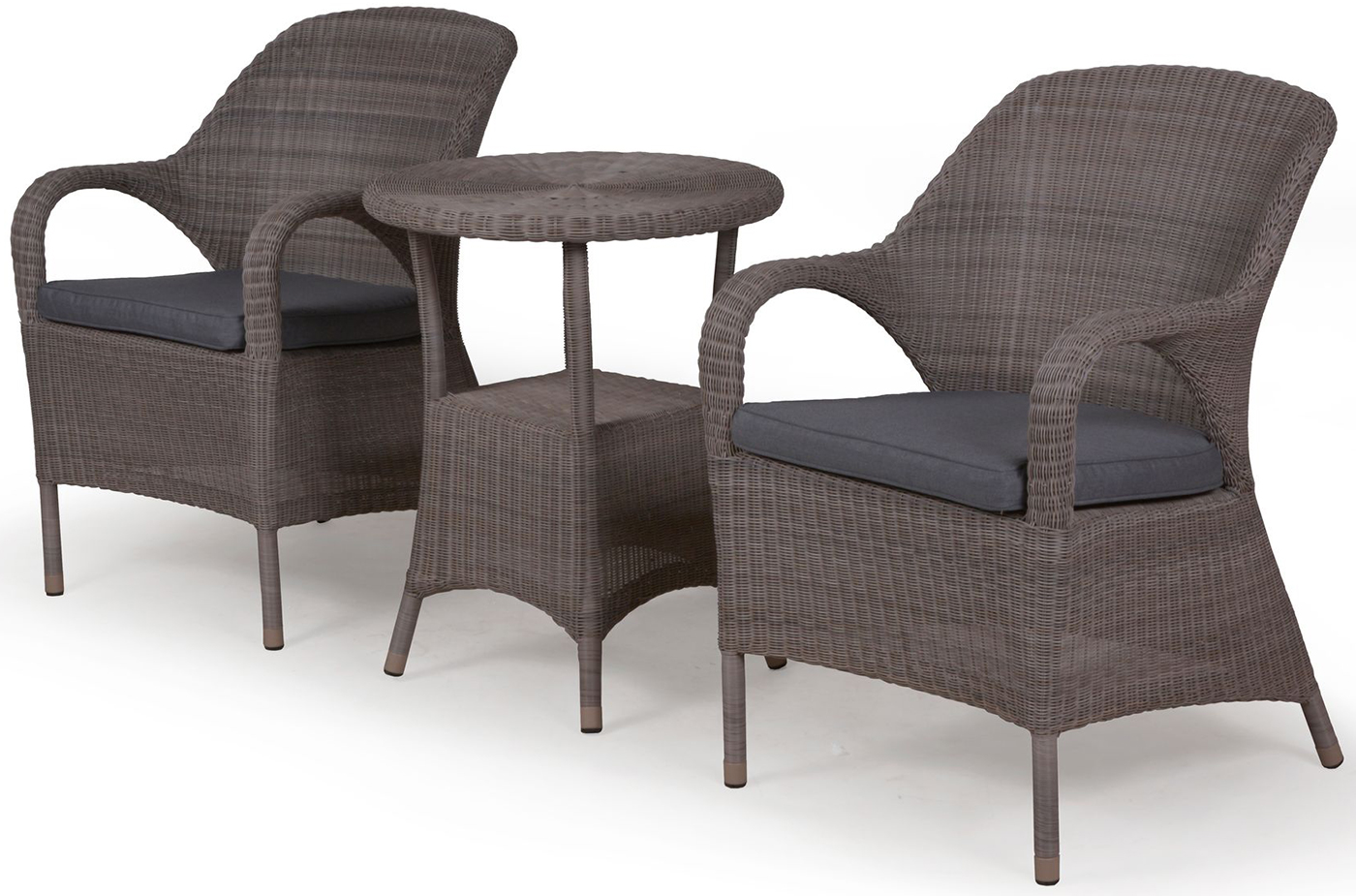 4 Seasons Outdoor Sussex Armchair Bistro Set in Polyloom Pebble Weave