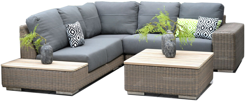 4 Seasons Outdoor Kingston Teak Corner Set in Pure Weave