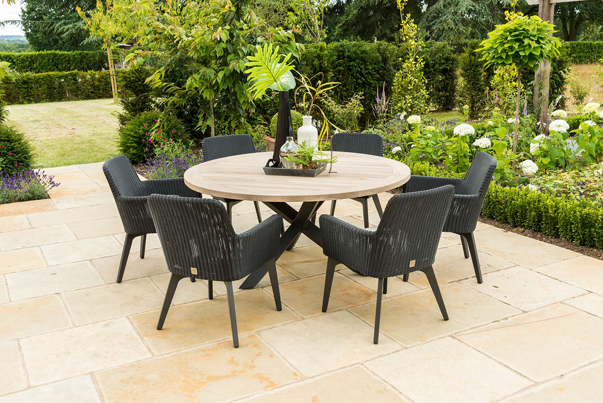 4 Seasons Outdoor Lisboa 6 Seat Louvre Dining Set in Anthracite
