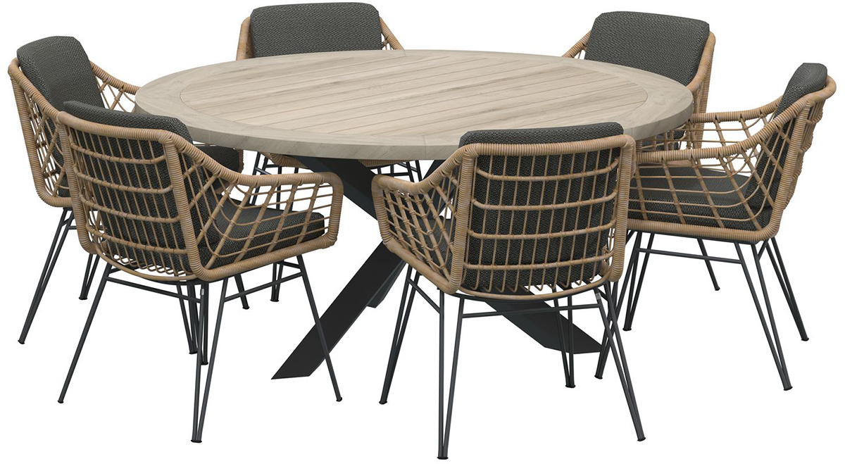 4 Seasons Outdoor Cottage 6 Seat Dining Set With Louvre Table