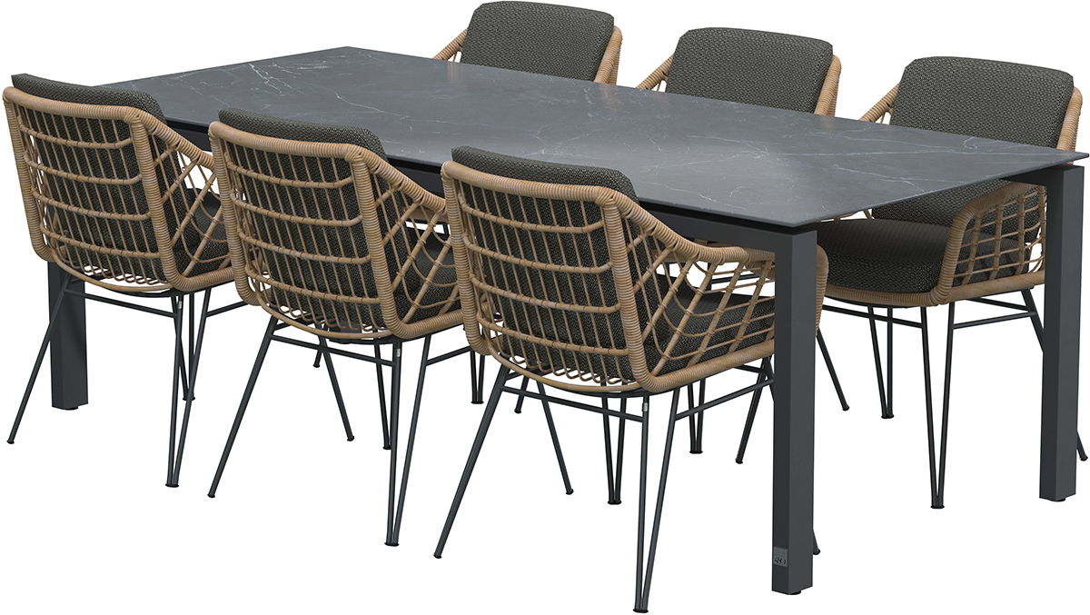 4 Seasons Outdoor Cottage 6 Seat Dining Set With Goa Table
