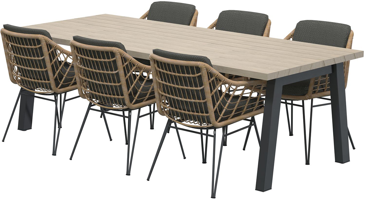 4 Seasons Outdoor Cottage 6 Seat Dining Set With Derby Table