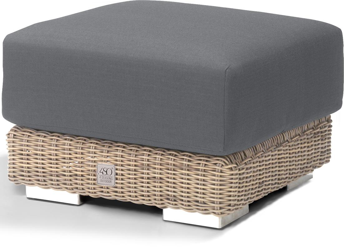 4 Seasons Outdoor Kingston Footstool with Cushion in Pure Weave