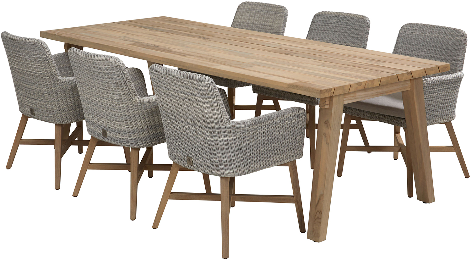 4 Seasons Outdoor Lisboa Teak 6 Seat Dining Derby Set