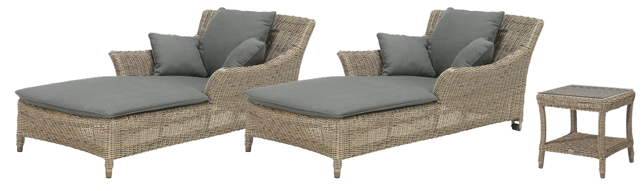 4 Seasons Outdoor Valentine Sunlounger & Side Table Duo Set