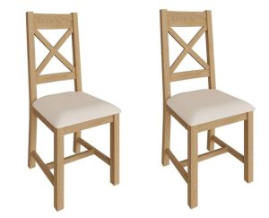 Pair of Kettle Interiors CO Cross Back Dinng Chairs with Fabric Base | Shackletons