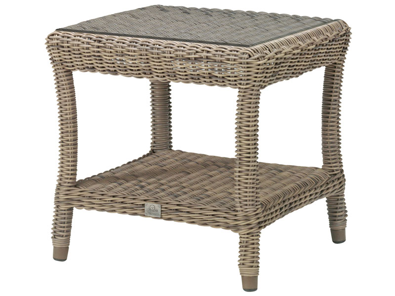 4 Seasons Outdoor Buckingham 60cm Square Side Table with Glass Top in Pure Weave