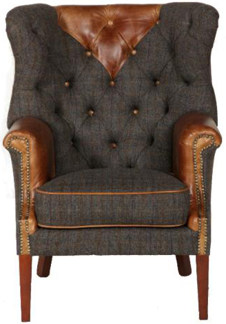Kensington Wing Chair in Moreland Harris Tweed Fabric