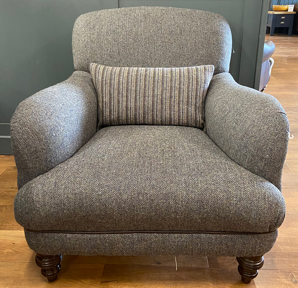 Tetrad Braemar Chair in Basalt Herringbone with Old Bard Piping