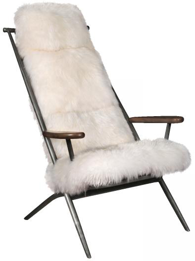 Vintage Sofa Company Mily Baa Baa Chair - Gunmetal Frame with White Sheeps Wool Cover