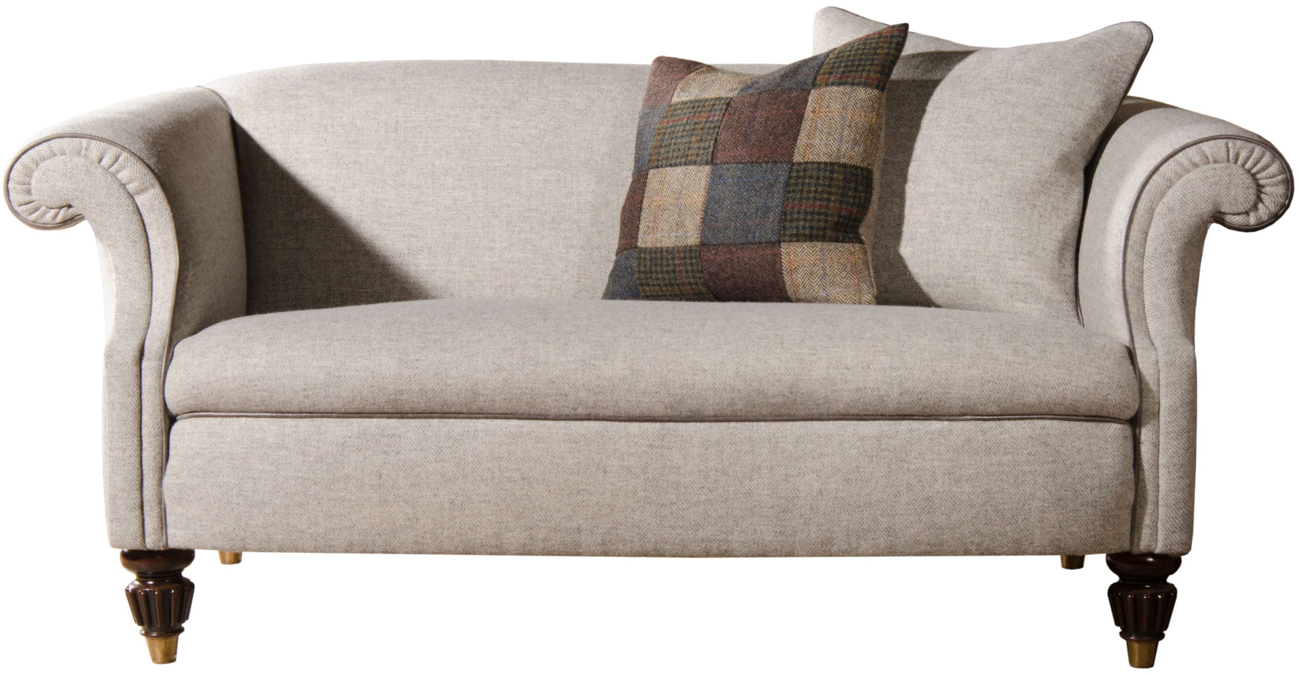 Tetrad Bowmore Petit Sofa in Wick Herringbone Silver Darling Fabric | Shackletons