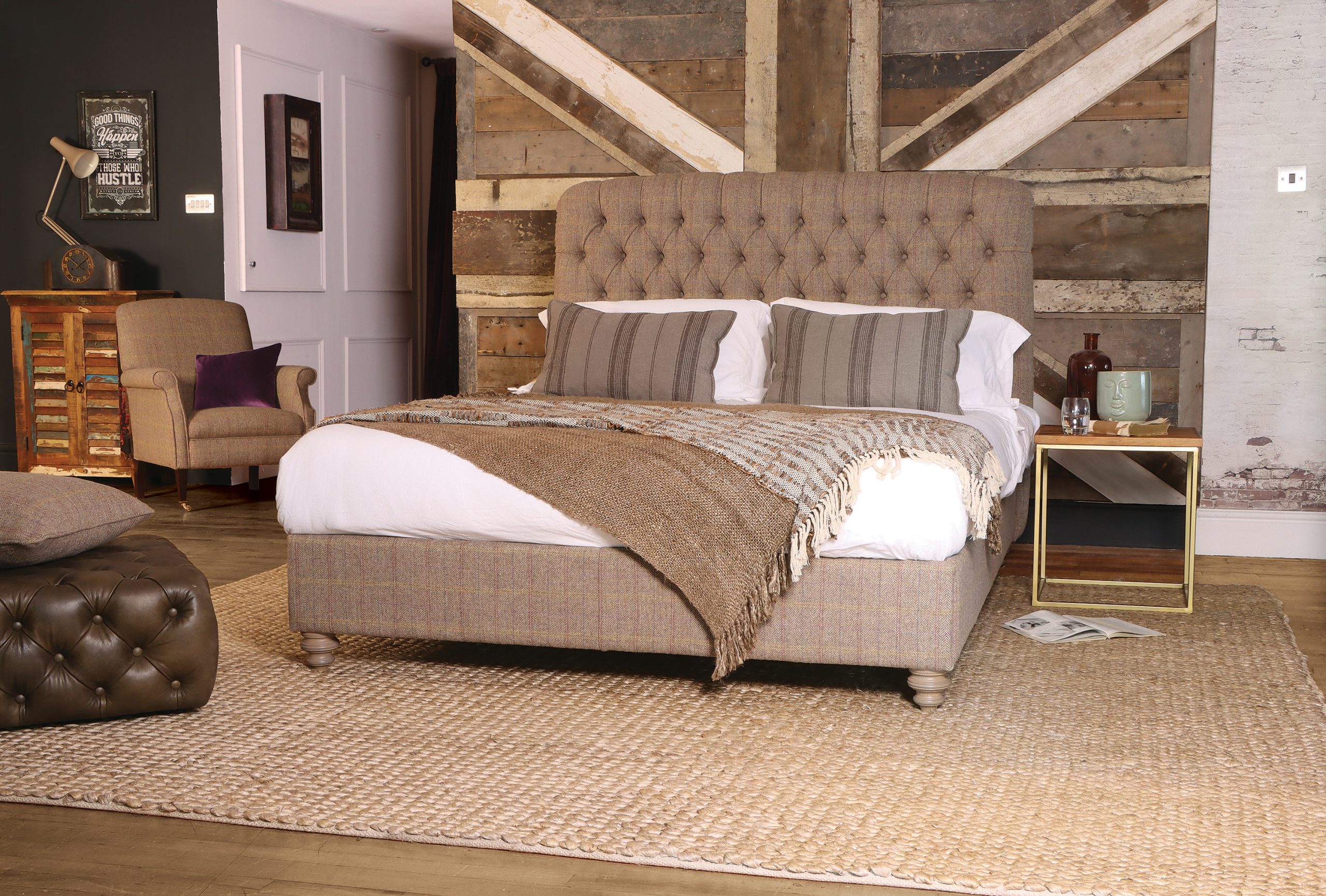 Herringbone bed sales frame king