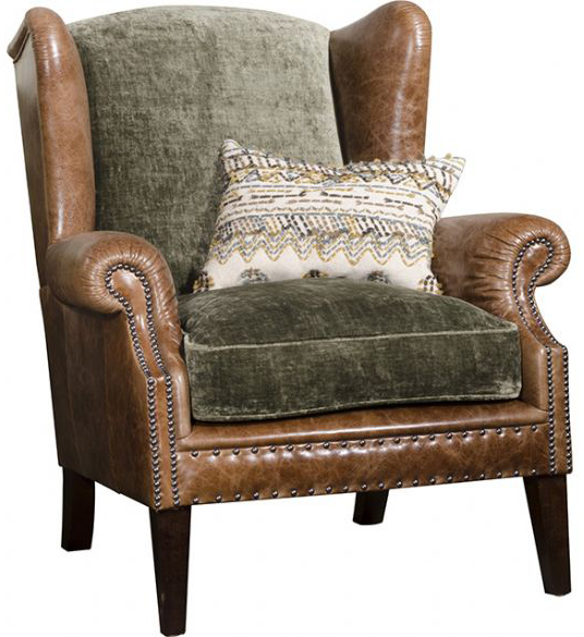 Tetrad Constable Wing Chair in Galveston Bark Leather