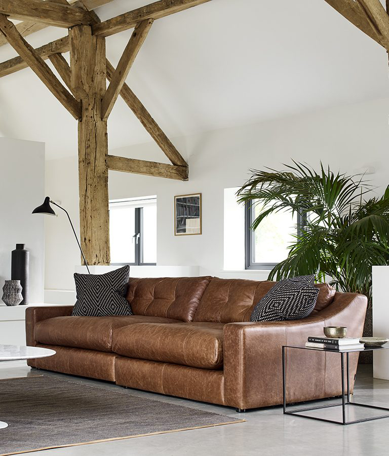 Alexander & James Sketch 4 Seat Sofa Shown in Satchel Mink Leather