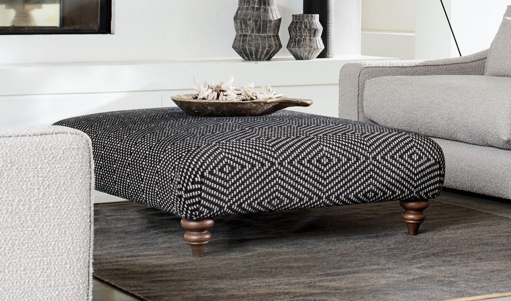 Alexander & James Herbie Footstool in Caspian Ebony Fabric