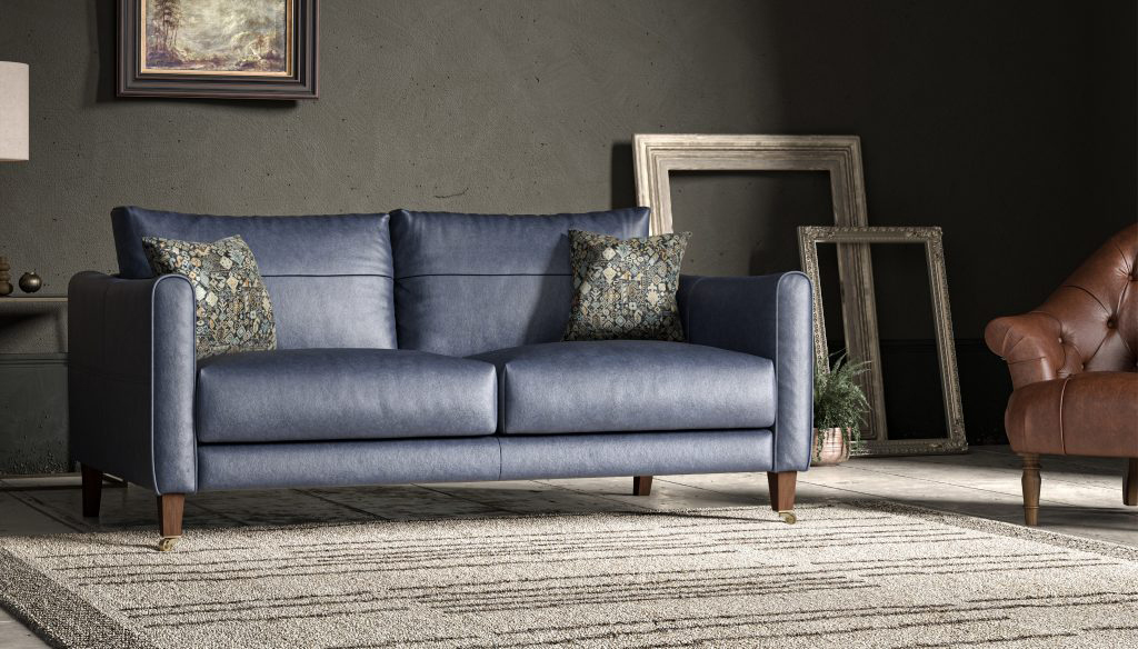 Alexander & James Mayfield 3 Seater Sofa in Kodak Blue leather