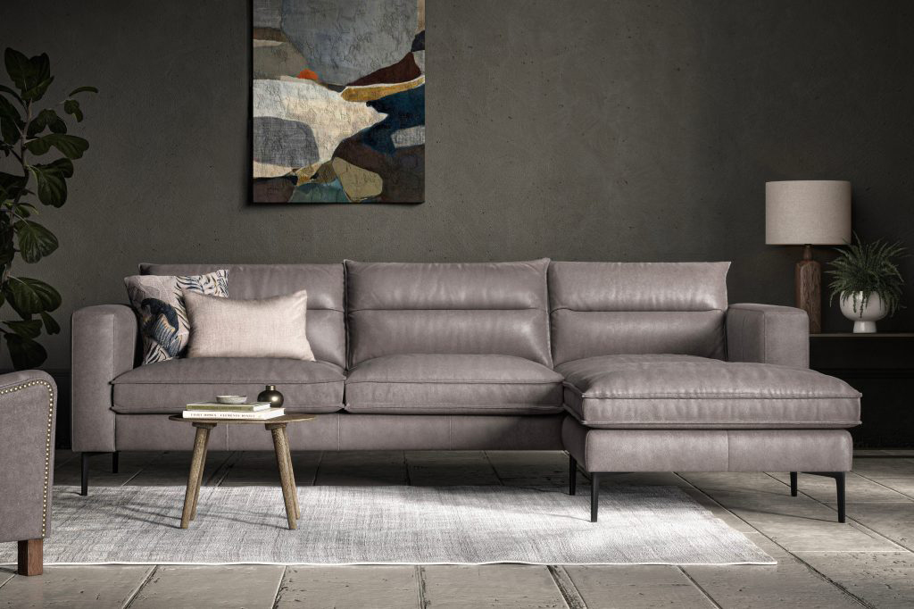 Alexander & James Parker RHF Chaise Sofa in Soul Taupe Leather