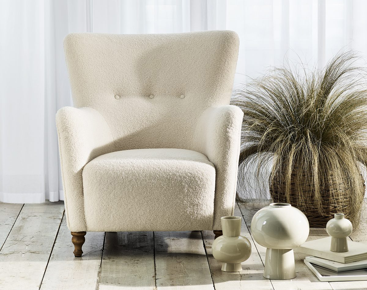 Alexander & James Perry Chair in Wild Ivory Fabric