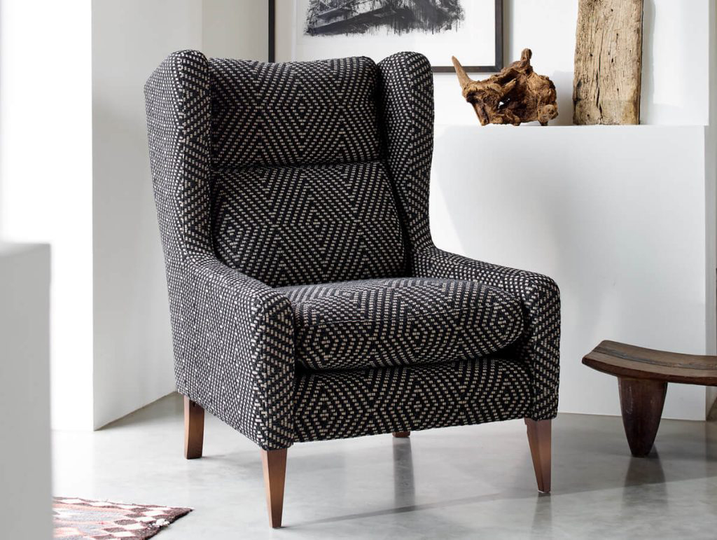 Alexander & James Portrait Chair in Caspian Ebony Fabric
