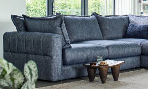 Alexander  James Summerton 3 Corner Open End Sofa with Stool in Naturalis Denim | Shackletons