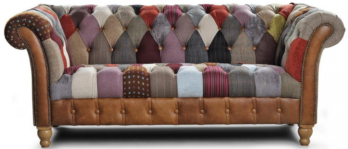 Vintage Sofa Company Harlequin Patchwork 2 Seat Sofa (Harris Tweed Sides)