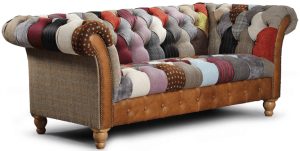 Vintage Sofa Company Harlequin Patchwork 2 Seat Sofa Harris Tweed Sides | Shackletons