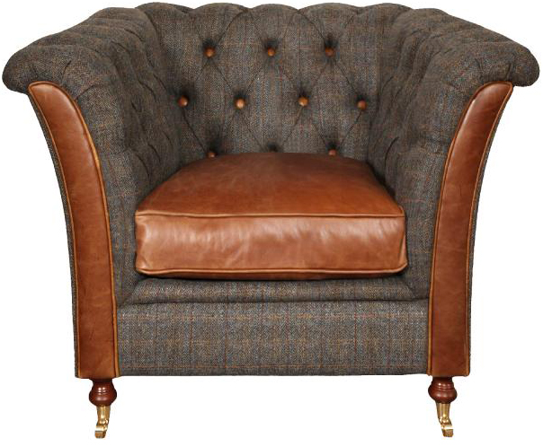 Granby Chair in Moreland Harris Tweed Fabric and Leather
