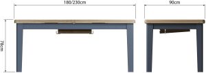 Kettle Interiors Parker Dining Blue 18m Butterfly Extending Table | Shackletons