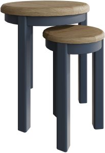 Kettle Interiors Parker Dining Blue Round Nest of 2 Tables | Shackletons