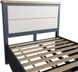Kettle Parker Blue 46 Fabric Headboard with Drawers Footboard | Shackletons