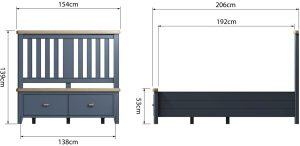 Kettle Parker Blue 46 Wooden Headboard with Drawers Footboard | Shackletons