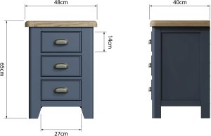 Kettle Interiors Parker Bedroom Blue Large Bedside Cabinet | Shackletons