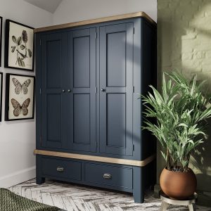 Kettle Interiors Parker Bedroom Blue 3 Door Wardrobe | Shackletons