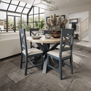 Kettle Interiors Parker Dining Blue Small Round Table | Shackletons
