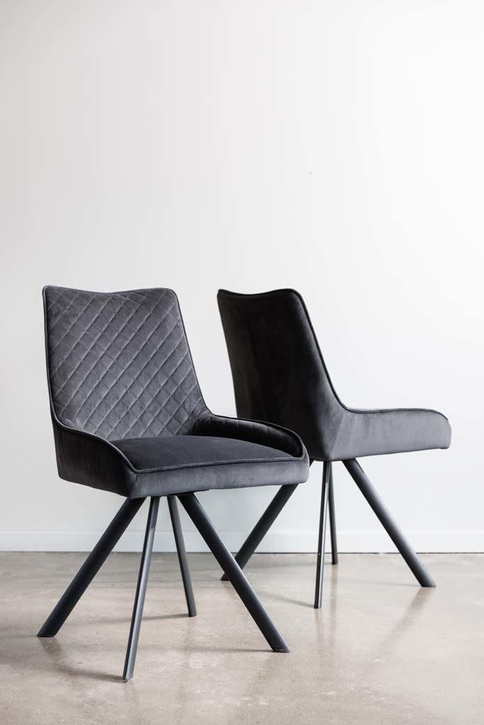Pair of Brooke Dining Chairs - Grey Velvet