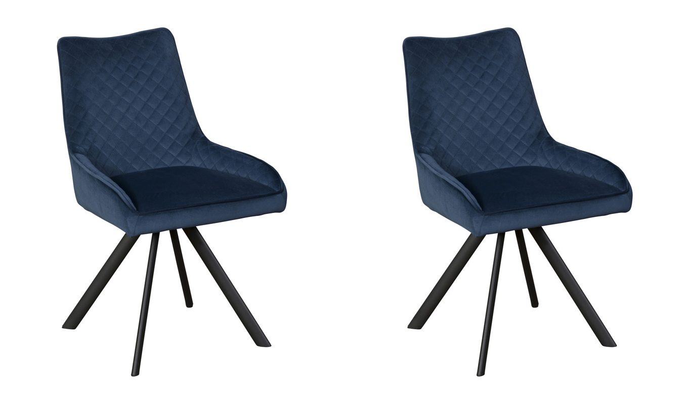 Pair of Brooke Dining Chairs – Blue Velvet