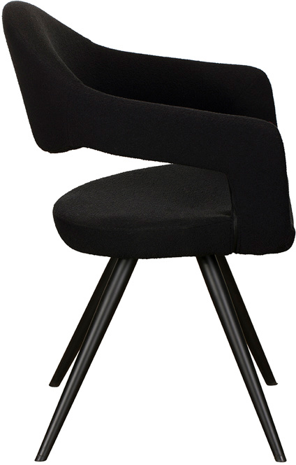 Pair of Jasmine Dining Chairs - Black Boucle