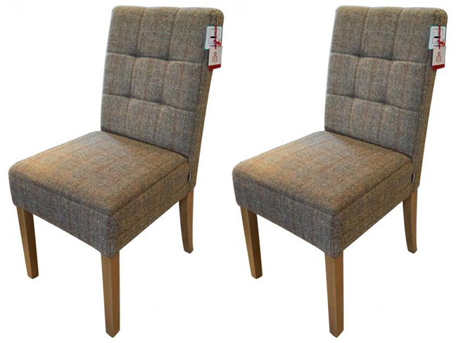 Pair of Carlton Furniture - Colin Chairs - 3 HTW Fabric (Natural Oiled Legs)