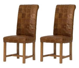 Pair of Carlton Furniture   Windermere Rollback Chairs Patchwork 3L Leather | Shackletons