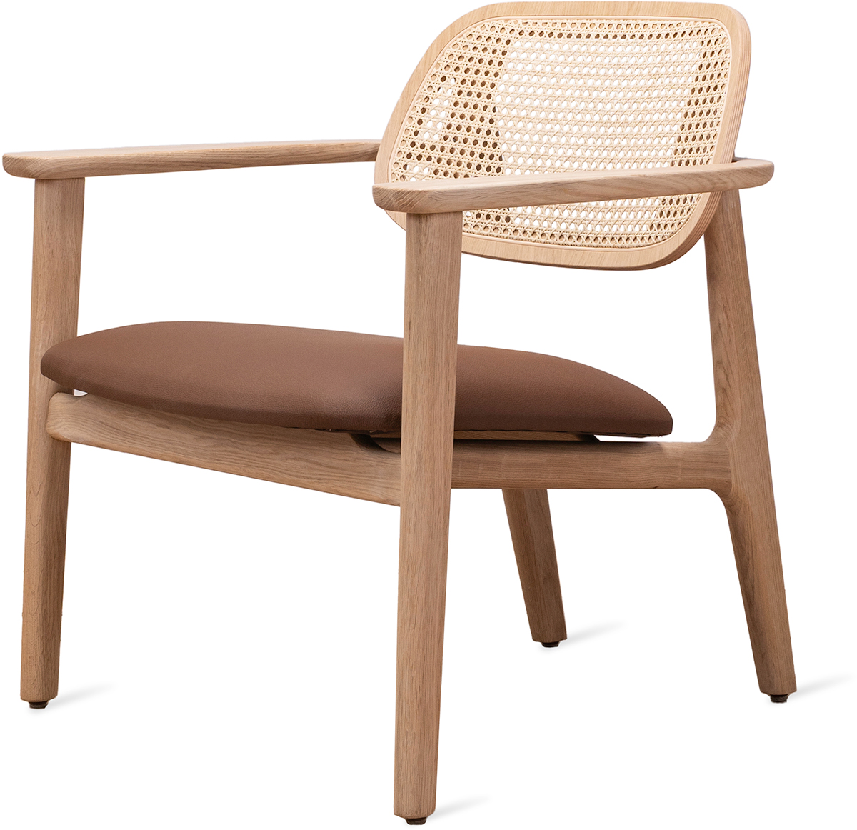 Vincent Sheppard Titus Lounge Chair Natural Oak Varnish/Padded Seat Chestnut