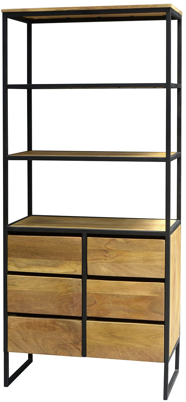 Carlton Furniture Java Natural Line Mango Wood 6 Drawer Bookcase