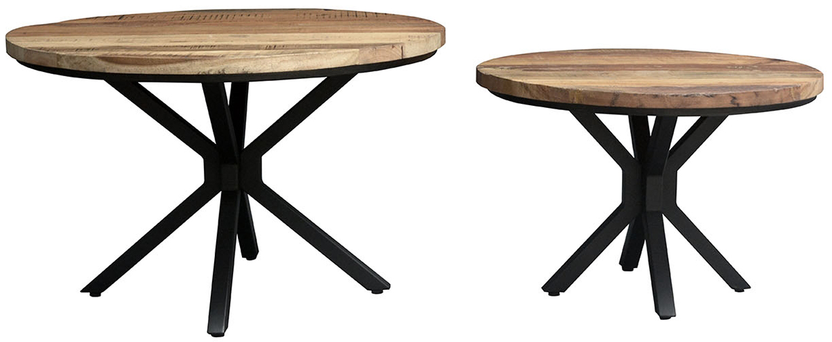 Carlton Furniture Java Natural Line Mango Wood Round Coffee Table Set of 2