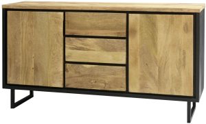 Carlton Furniture Java Natural Line Mango Wood 3 Drawer 2 Door Sideboard | Shackletons