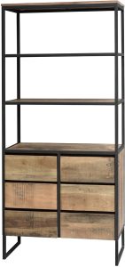 Carlton Furniture Java Sleeper Wood  Black Iron 6 Drawer Bookcase | Shackletons