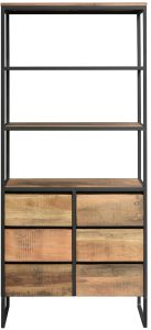 Carlton Furniture Java Sleeper Wood  Black Iron 6 Drawer Bookcase | Shackletons